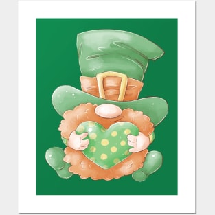 Cute Leprechaun holding a heart Posters and Art